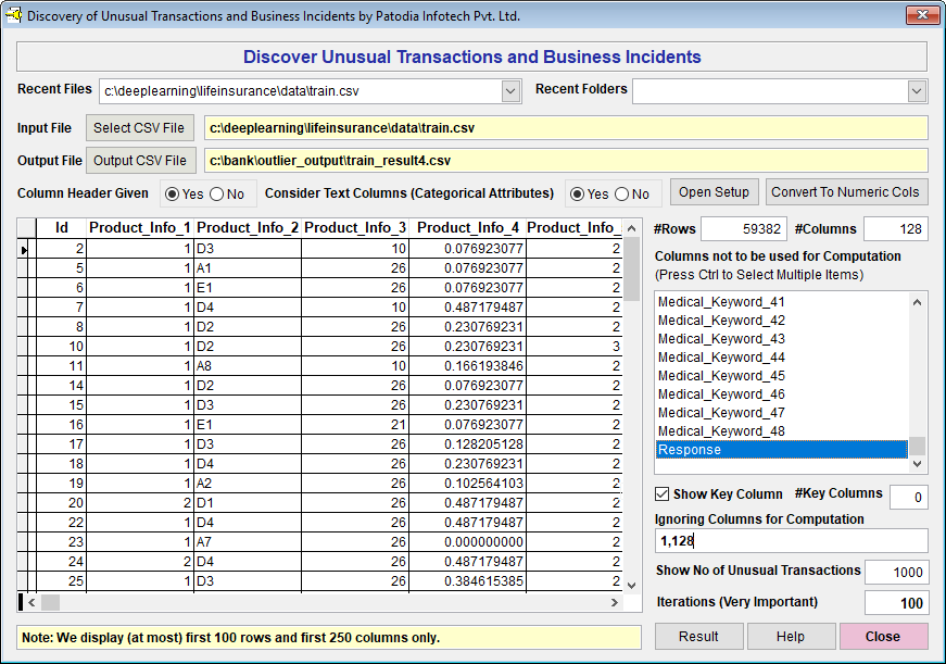 Insurance Train Data with 126 attributes