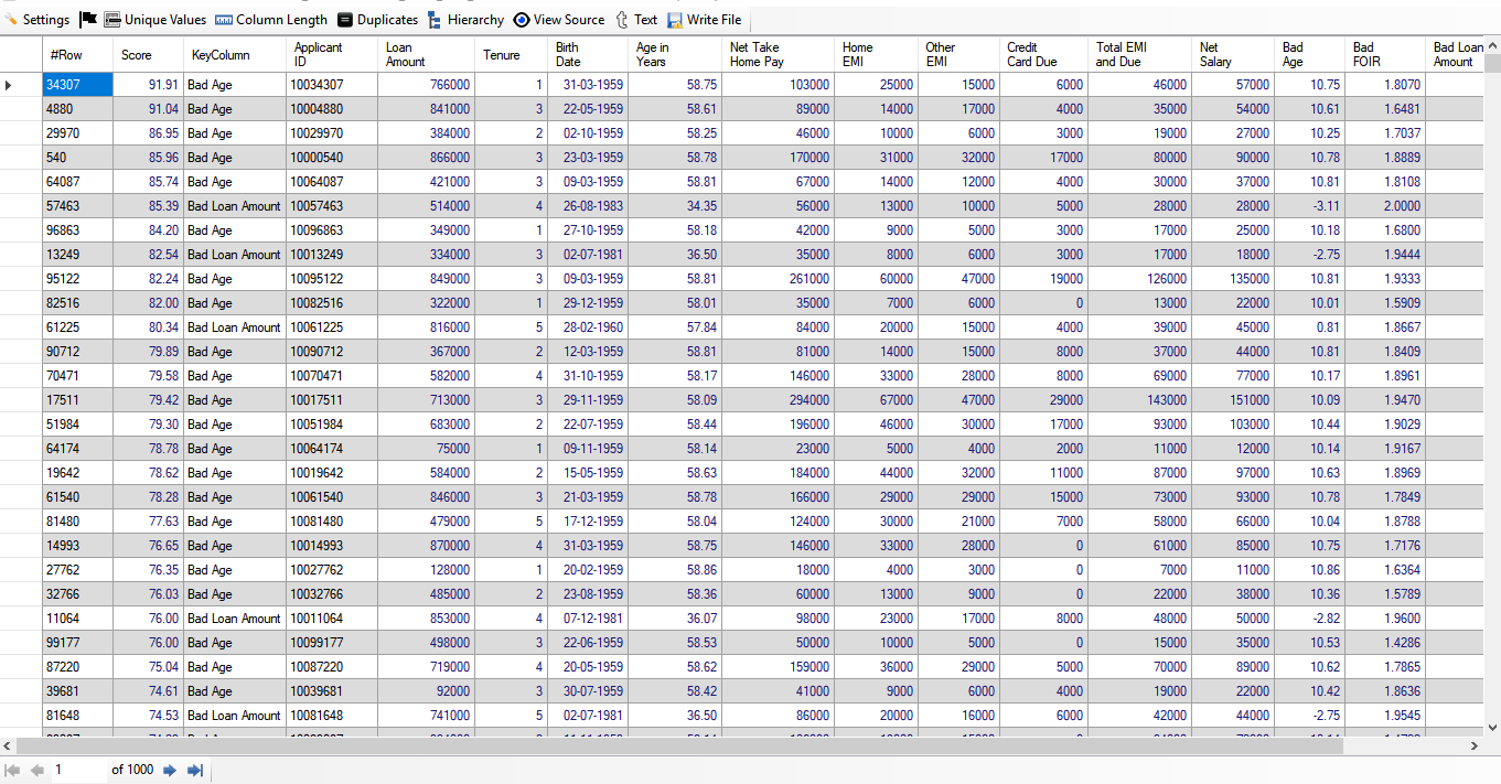 Risky Loan Applicants Result