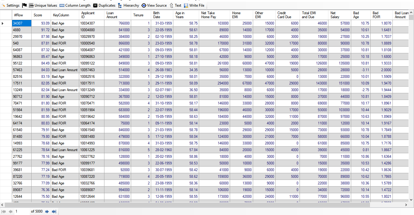 Risky Loan Applicants Result